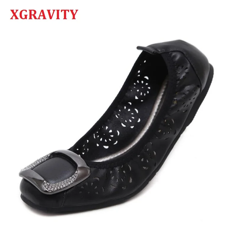 Женские открытые туфли XGRAVITY элегантные складные на плоской подошве с круглым