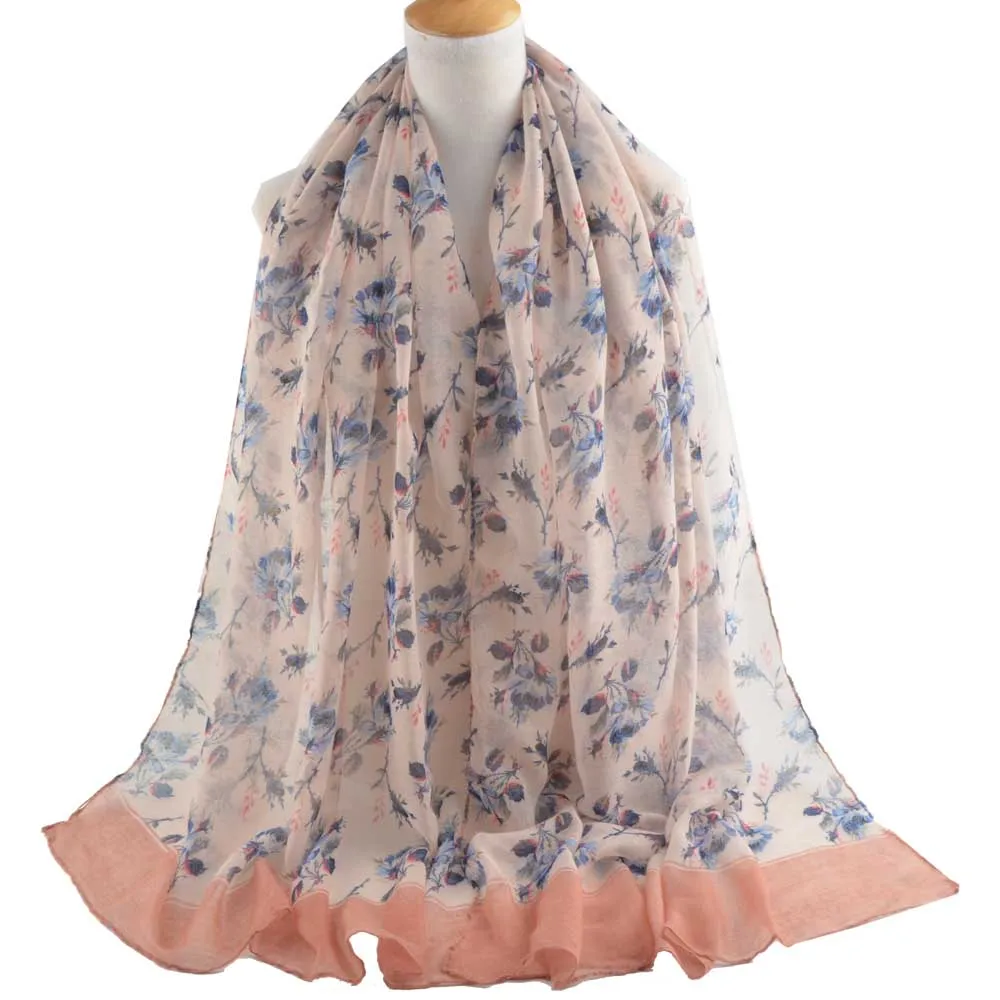 light pink Moda mujer, мусульманский хиджаб, цветочный шарф, шали и шарфы, вискозный цветочный хиджаб, головной убор, Цветочная шаль, летний корейский шарф - Цвет: light pink