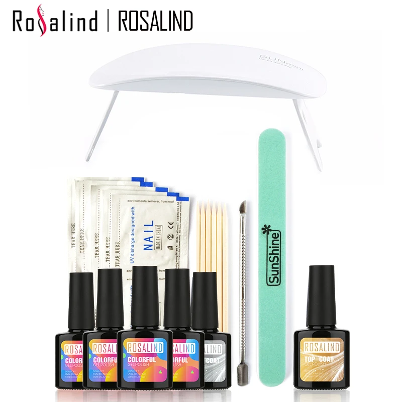 ROSALIND 4 шт. 10 мл УФ гель + верхнее Базовое покрытие солнцезащитный Гель лак для