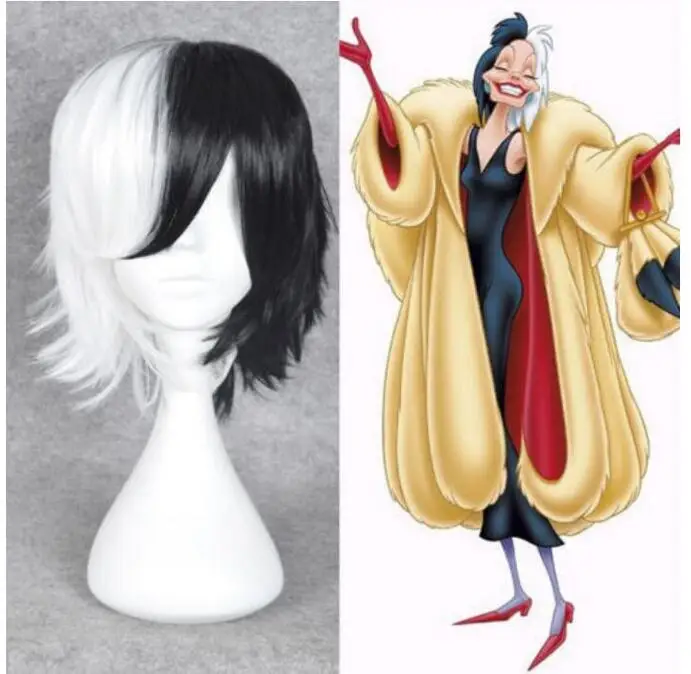 Парик yu Wig мадам парик Cruella De Ville Vil 101 длинные парики аксессуары для костюмов