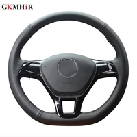 handsewing black artificial leather steering wheel covers for volkswagen vw golf 7 mk7 new polo passat b8 tiguan sharan jetta