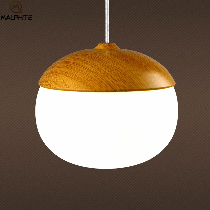 

Nordic Wood-grain Nut Pendant Light Simple Nuts Restaurant Bar Glass Pendant Lamp Mushroom Decor Hanglamp Lighting Luminaires