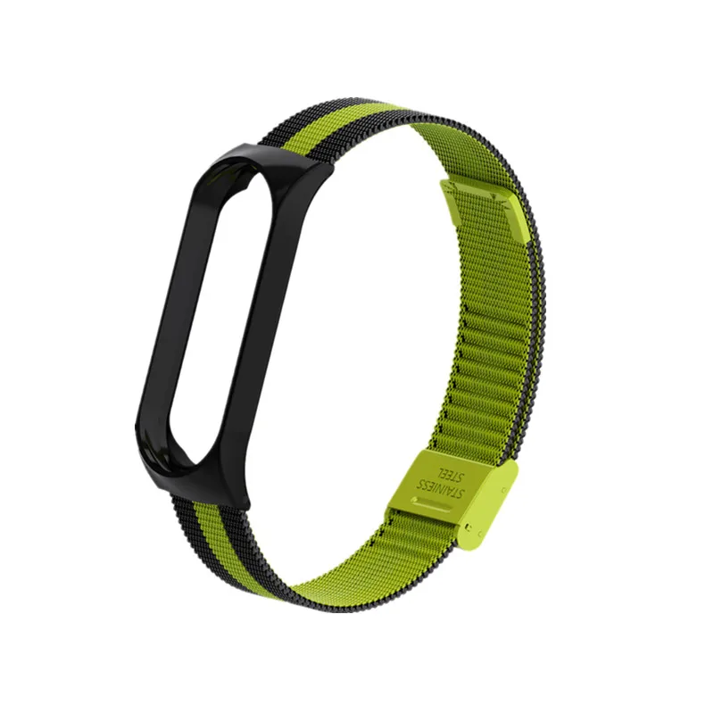 Браслет mi Band 4 3 металлический Безвинтовой браслет из нержавеющей стали для Xiaomi mi Band 3 4 ремешок на запястье Pulseira напульсники mi band 3 4 - Цвет: black ggreen