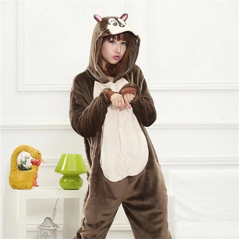 Белка пижамы кигуруми Onesie женский с принтом животных для костюмированной