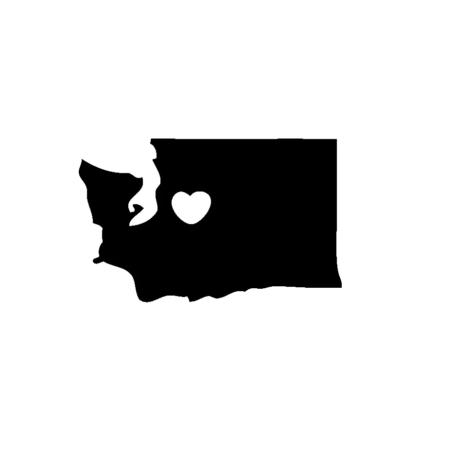 

12x19cm I Love Washington Car Decal Vinyl Stickers Car Accessories Bumper Window Stickers Waterproof TA012