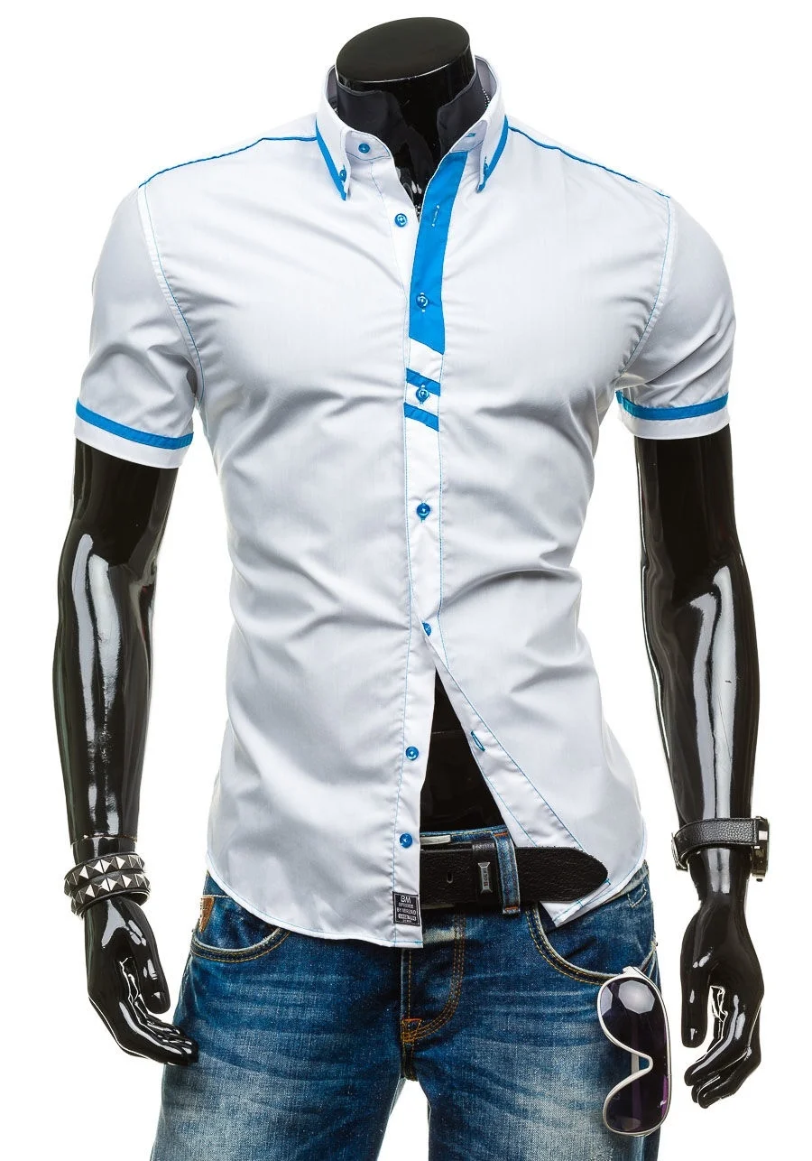 Мужская рубашка с коротким рукавом Zogaa Повседневная контрастного цвета дышащая