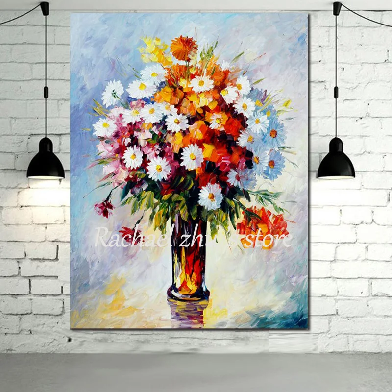 Ручная роспись Абстрактная палитра нож Цветочная картина маслом на холсте