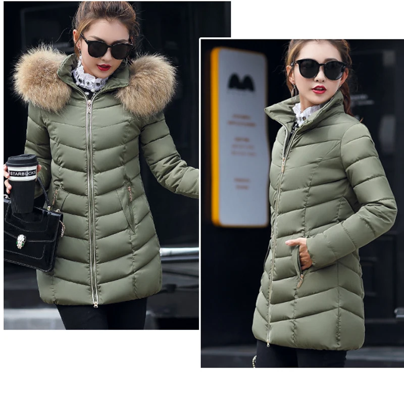 2017 зимняя куртка женская модная хлопковая с длинным рукавом Тонкий fack меховой
