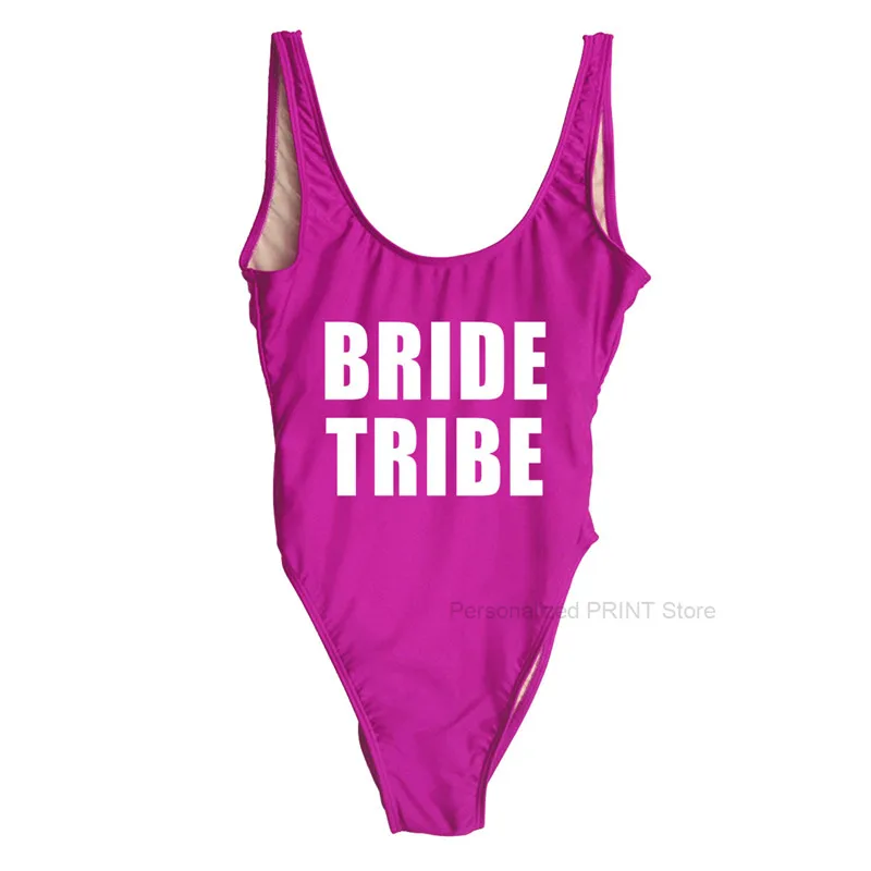 Женский купальник для невесты Цельный надпись BRIDE Tribe купальный костюм девичника