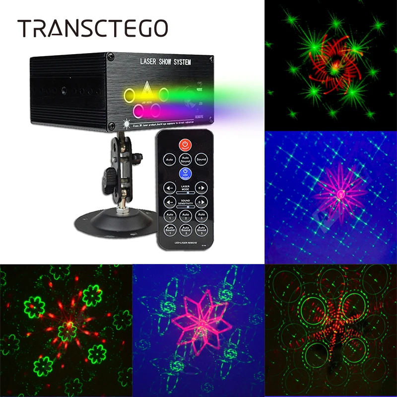 Led Disco Laser Light 120 Pattern Projector Lamp DJ Stage Lighting For Family Party Club Red Green Auto Sound Active Disco Light