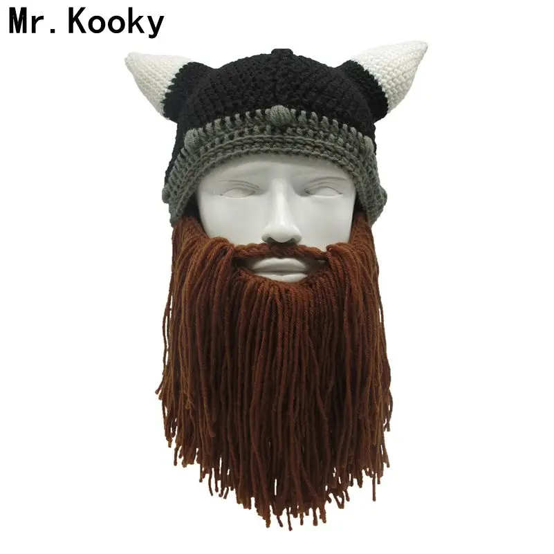 Вязаная теплая зимняя шапка Mr.Kooky 50 шт./лот в виде рога бороды викинга ручной