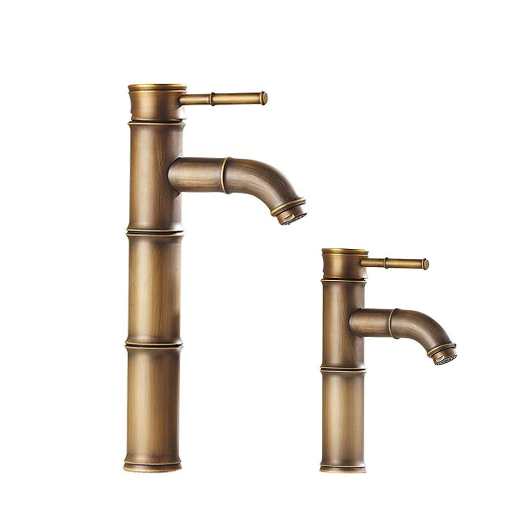 Античный латунный смеситель водопад для раковины в ванной комнате высокий