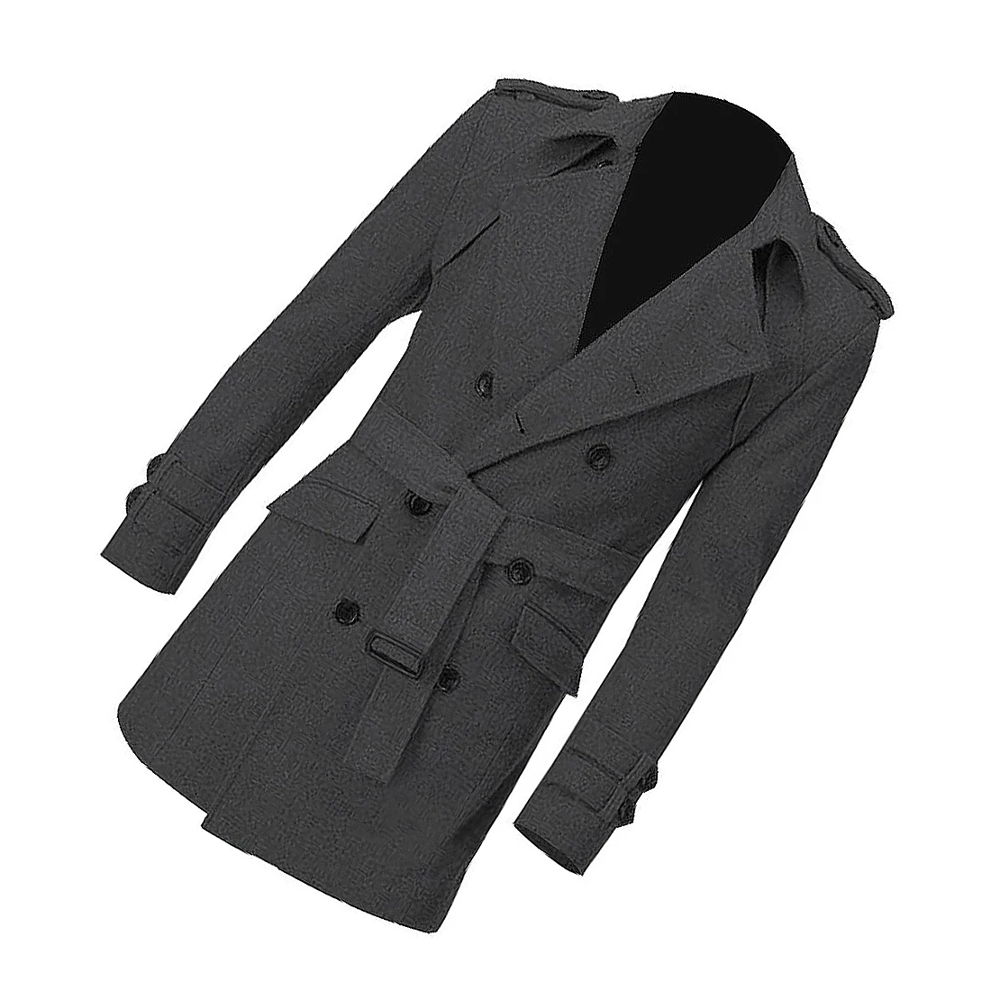 Для мужчин погоны Slim Fit двубортный поясом шерстяное пальто тренчи для женщин