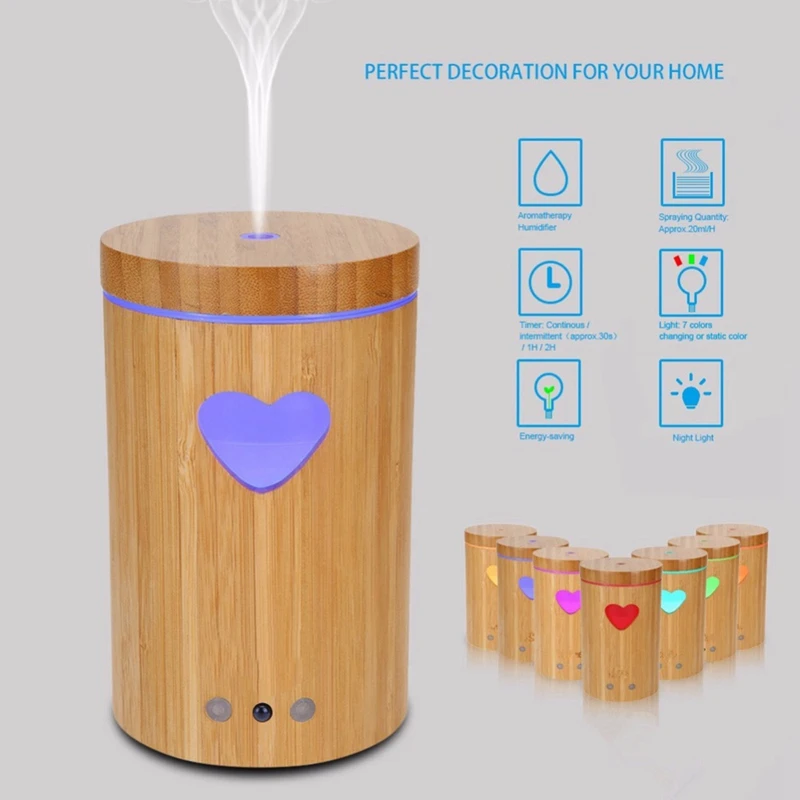 Remote Control Ultrasonic Air Aroma Humidifier With Colorful Led Lights Heart Shape(Eu Plug) | Дом и сад