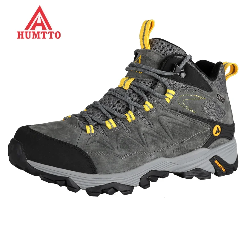 HUMTTO Hiking Shoes for Men Genuine Leather Climbing Shoes Mountain Boots Outdoor Sport Breathable Sneakers Waterproof Trekking