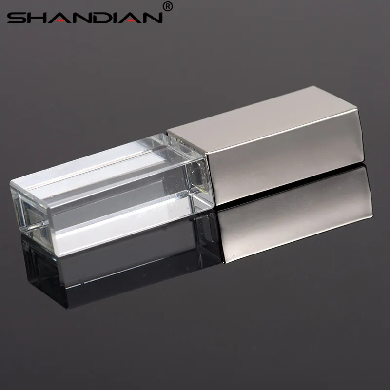 SHANDIAN Кристальный usb палочки 3D Распечатать собственный логотип 4 ГБ 16 ГБ 32 ГБ 64 ГБ флеш-накопитель usb прозрачное стекло(более 10 шт бесплатный логотип