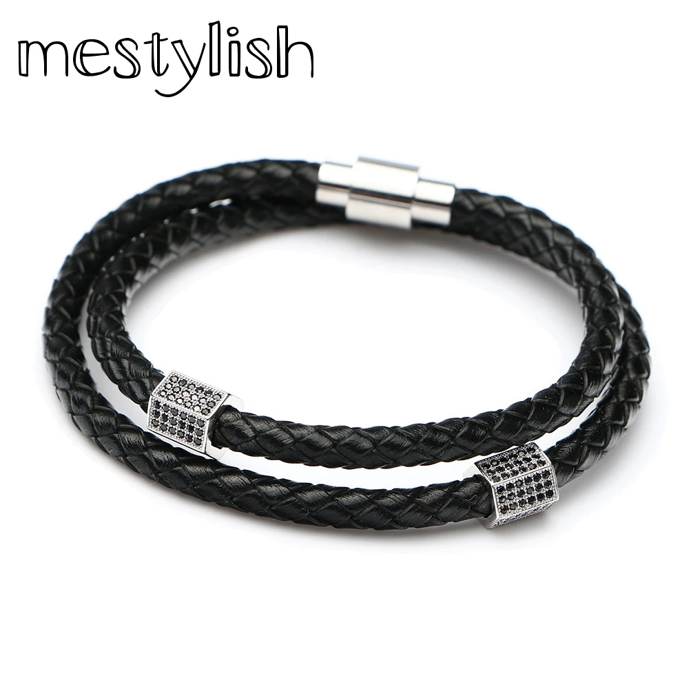 Новый модный плетеный браслет Mestylish из натуральной кожи и нержавеющей стали с