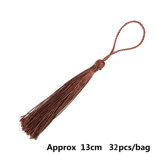 Brown 32 шт./лот, 13 см, длинные кисточки, подвески из полиэстера и шелка, подвески с кисточками для ожерелья и сережек, фурнитура для изготовления ювелирных изделий - Цвет: Brown