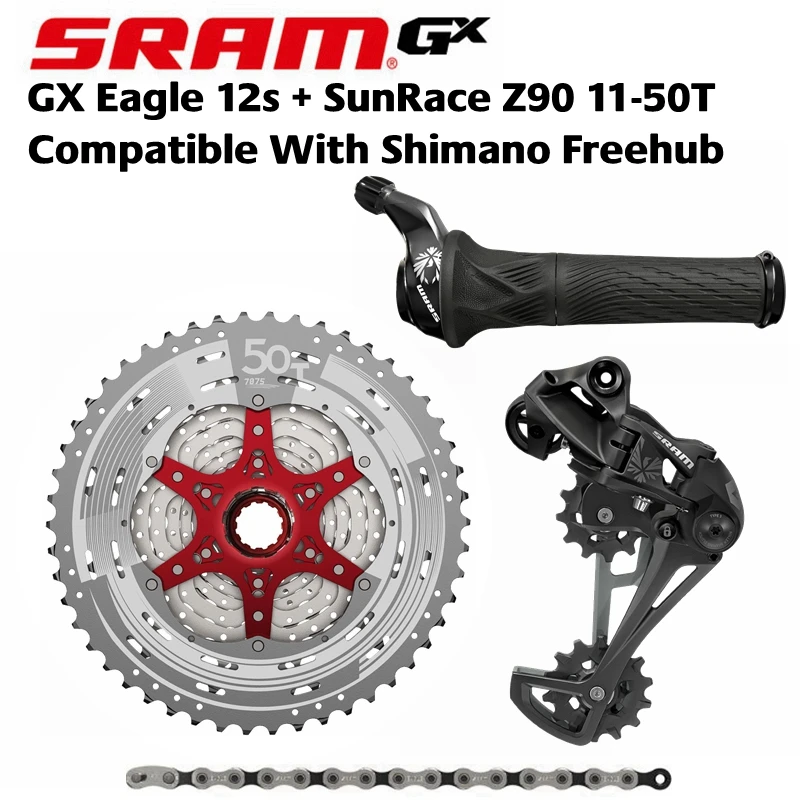 SRAM GX EAGLE Grip shift/рычаг переключения передач 12 скоростей+ кассета sunracing Z90 11-50T 12 Скоростей, совместимая с SHIMANO Freehub - Цвет: Grip shift