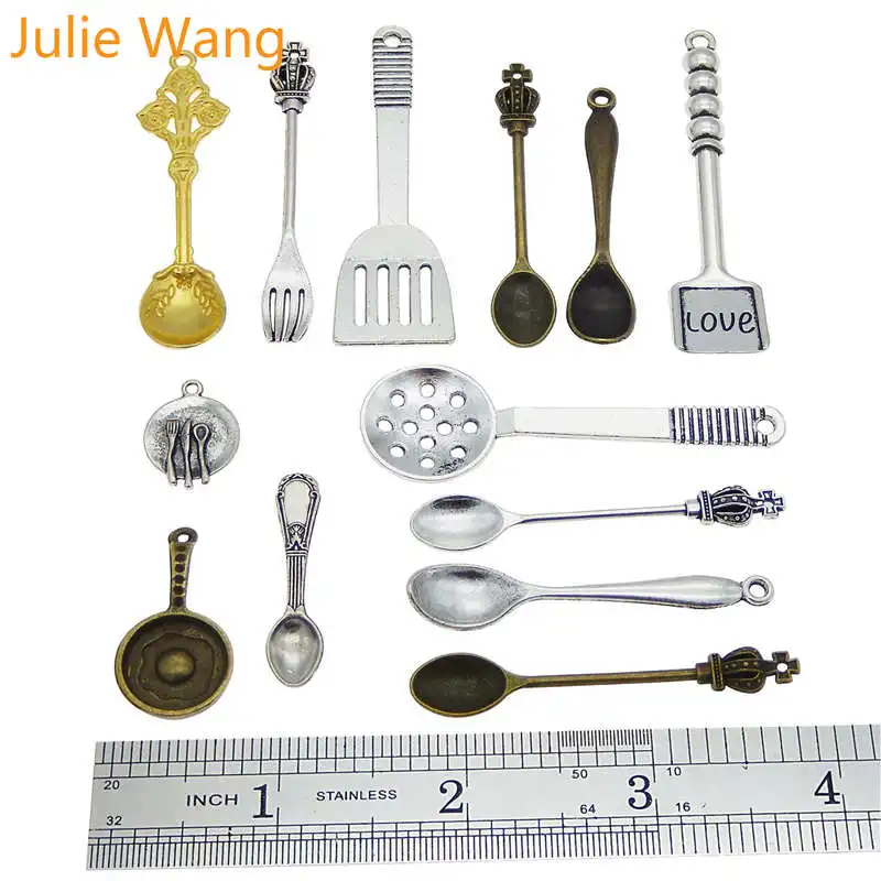 Julie Wang, 12 шт., кухонная лопатка, кастрюля, вилка, амулеты, сплав, посуда, браслет, ювелирные изделия, подвеска, металлический аксессуар