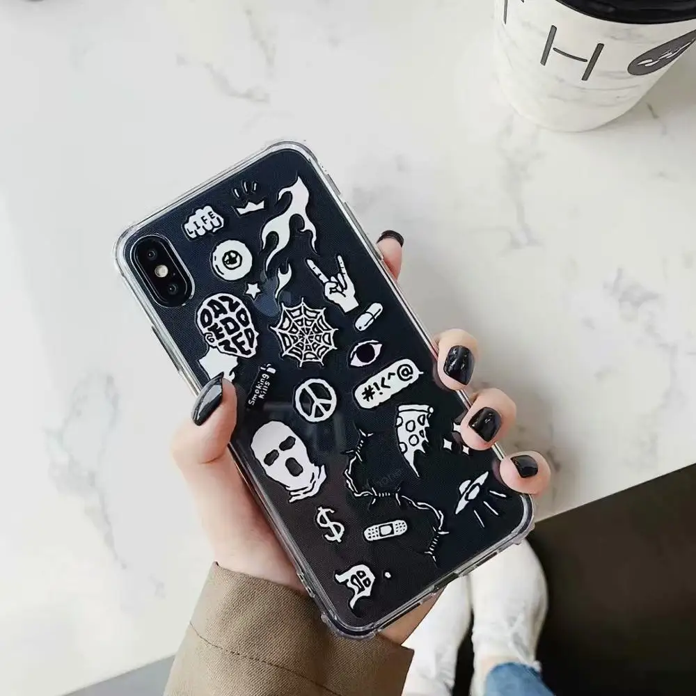 Силиконовый чехол ORYKSZ с милыми граффити для iphone XS Max XR X 6S 6 7 8 Plus ультра тонкие