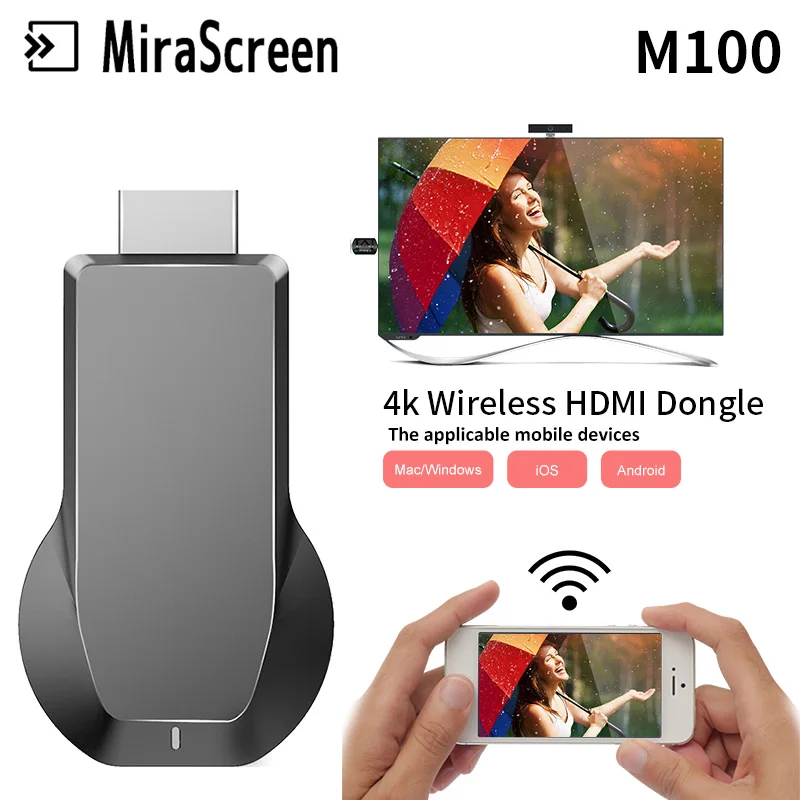 Новая продажа 2 4G/5 8G AnyCast M100 переключаемый двухъядерный чип 4K беспроводной же