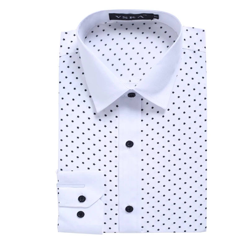 Мужская рубашка с длинным рукавом и принтом в виде звезд Camisa Masculin приталенная