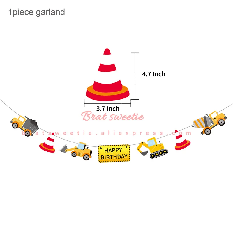 CONST garland Строительные вечерние Предупреждение ющий стикер ленты DIY инженерный автомобиль экскаватор тема детский день рождения, день рождение мальчика вечерние украшения - Цвет: CONST garland