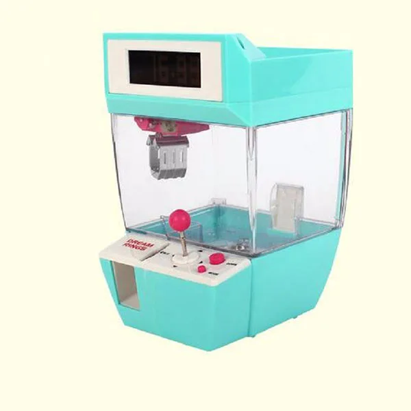 blue no box Монетный захват для конфет, кукла, игрушка, шарики, ловушка, кран, машина, Плата часов, игра, Электронная мини настольная машина для когтей, подарки для детей - Цвет: blue no box