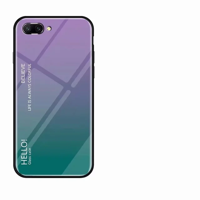 Purple Градиентный стеклянный чехол для huawei Honor 10 Note 10 8X 8C 8A силиконовый защитный бампер для Honor 10 Lite mate 9 10 20 Pro Чехол - Цвет: Purple