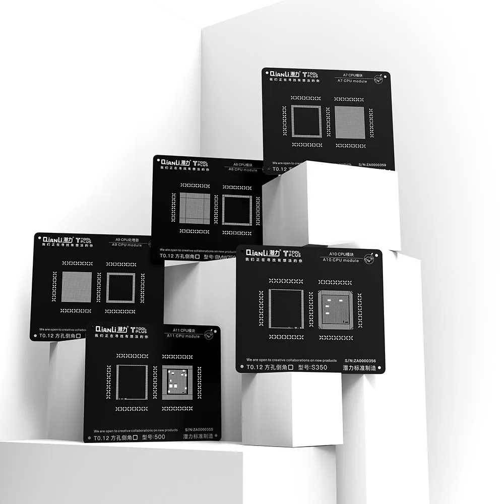 Qianli квадратное отверстие черный трафарет для ЦП iPhone CPU A7 A8 A9 A10 A11 модуль