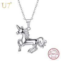 u7 100 925 sterling silver horse running animal pendant chain 2018 valentines day gift women jewelry necklace sc39