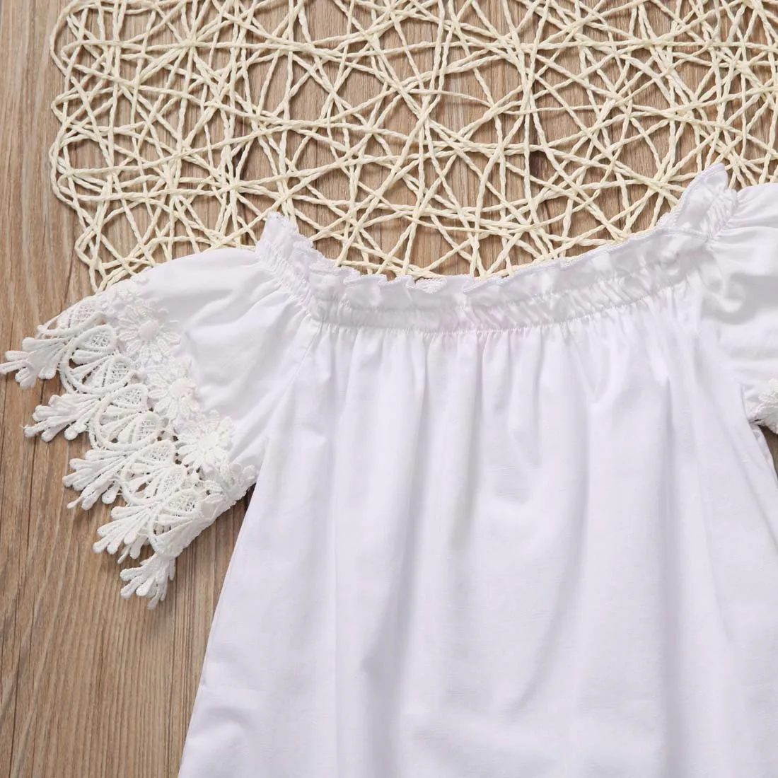 2017 Симпатичная одежда для маленьких девочек кружевной топ белое платье вечерние