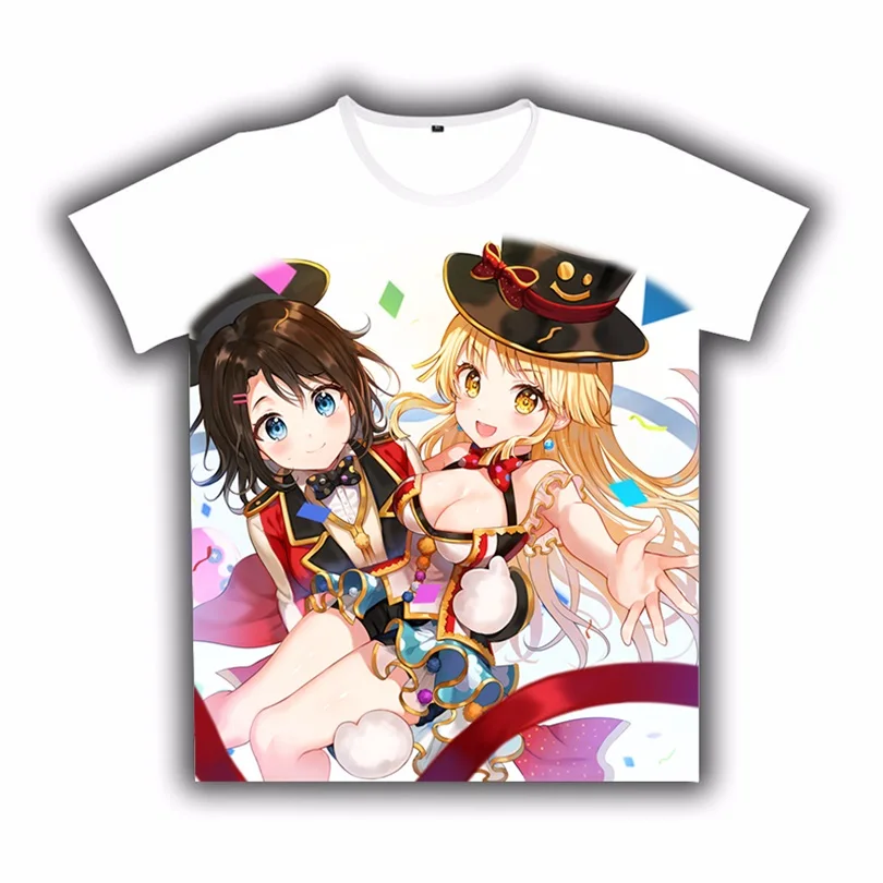 Футболка аниме Bang Dream! Принт милый Косплей короткий рукав белая футболка для женщин и мужчин повседневные студенческие летние спортивные топы индивидуальный подарок - Цвет: 13