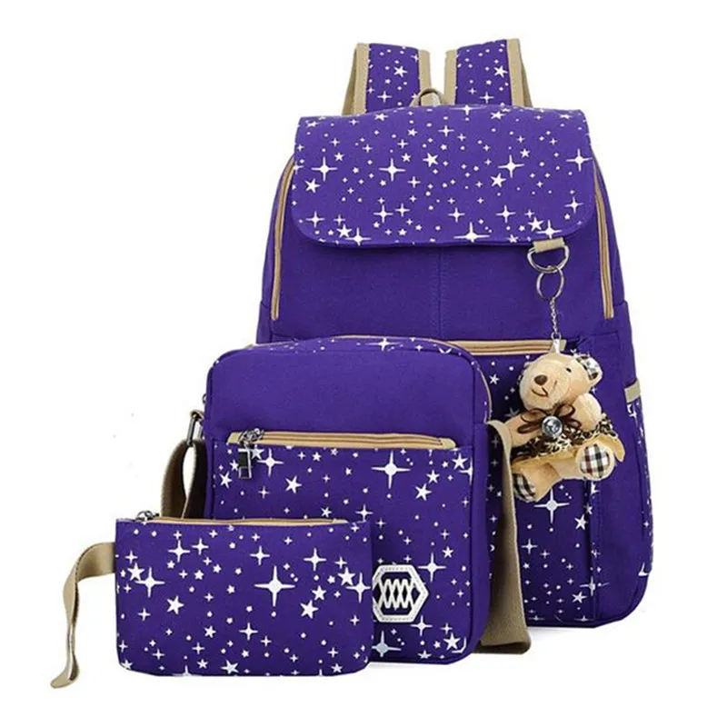 Милый медведь рюкзак для подростков девочек школьные сумки 3 шт./компл. школьный