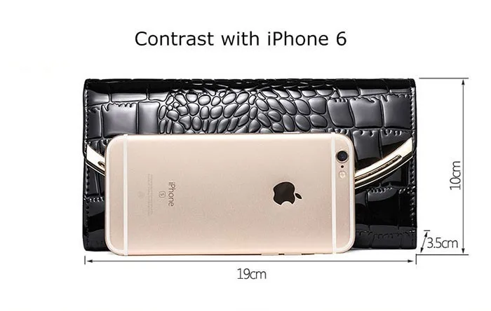 Fashion Genuine Leather Wallet Women Luxury Alligator Design Gold Leather Female Purse Clutch Bag Lady Wallets Long Wallet