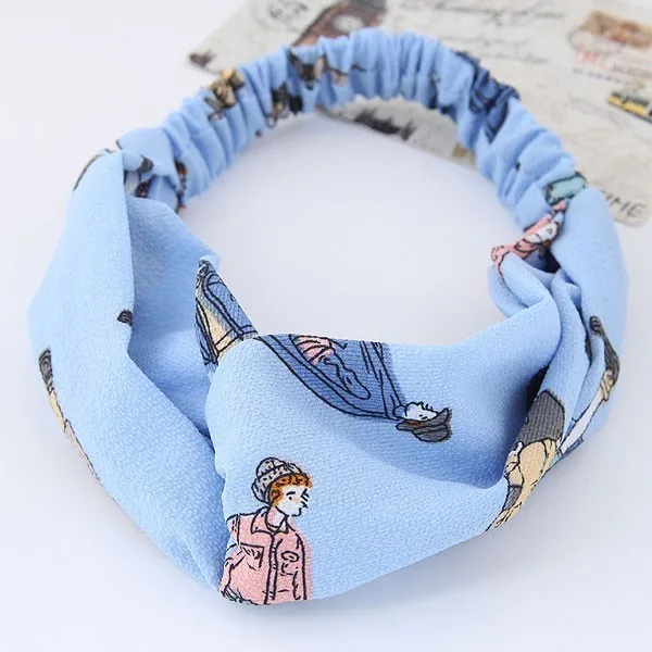 Cartoon Character Elastic Hair Accessories Wide-brimmed Cross-elastic Knot Headband Band Female Headdress | Украшения и