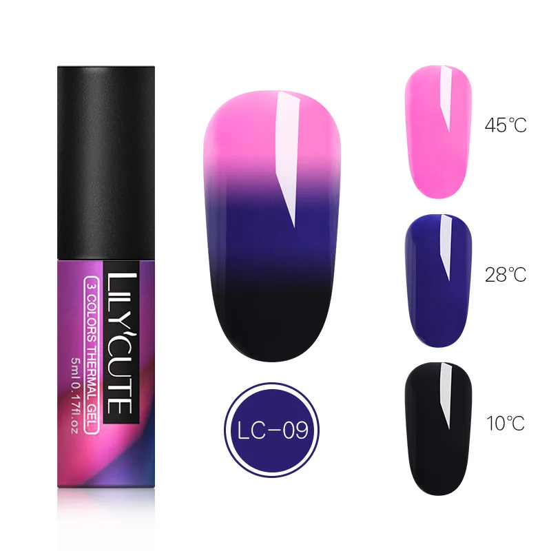 3 Colors9 LILYCUTE косметика парфюмерия диспенсер 5 мл Температура изменения Цвет Гель-лак для ногтей, Термальность лак для ногтей Гель-лак био-Гели Soak Off UV лампа длительного действия хамелеон лак для ногтей Лаки - Цвет: 3 Colors9