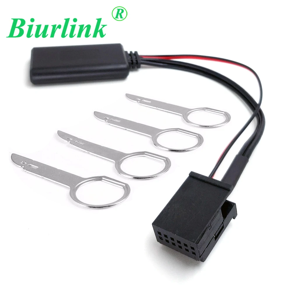 

Biurlink Car Radio Removal Keys Wireless Bluetooth Module Audio Input Music Playing AUX IN Cable Adapter For Ford 6000 CD