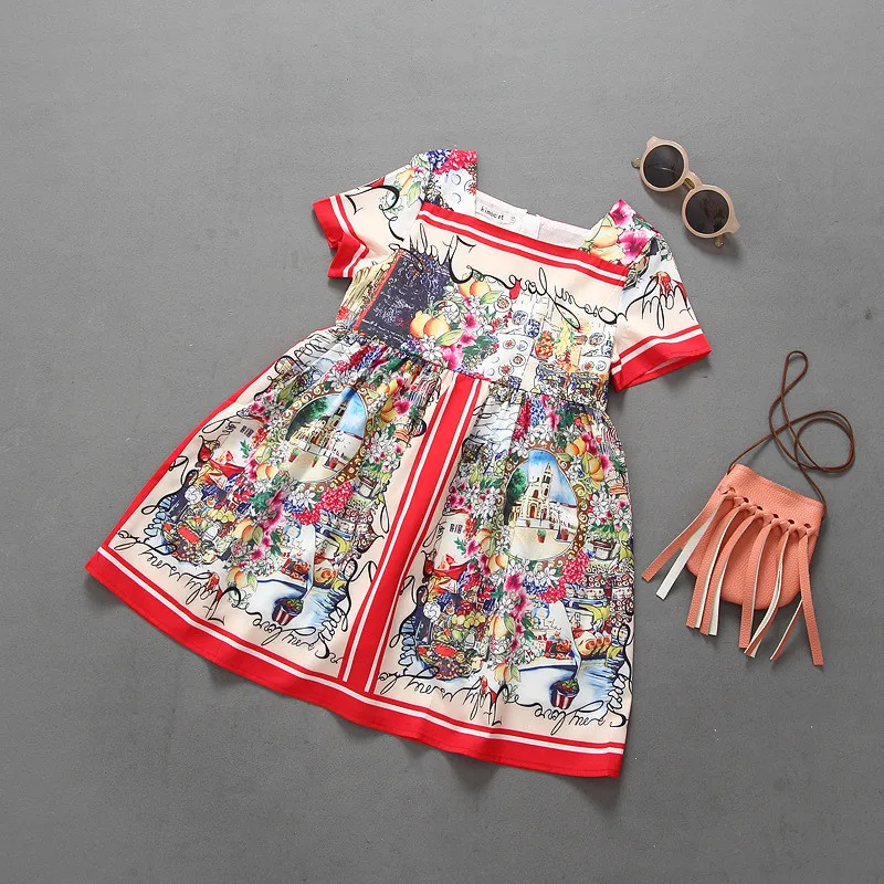 Детское летнее платье с цветочным принтом 2020 |