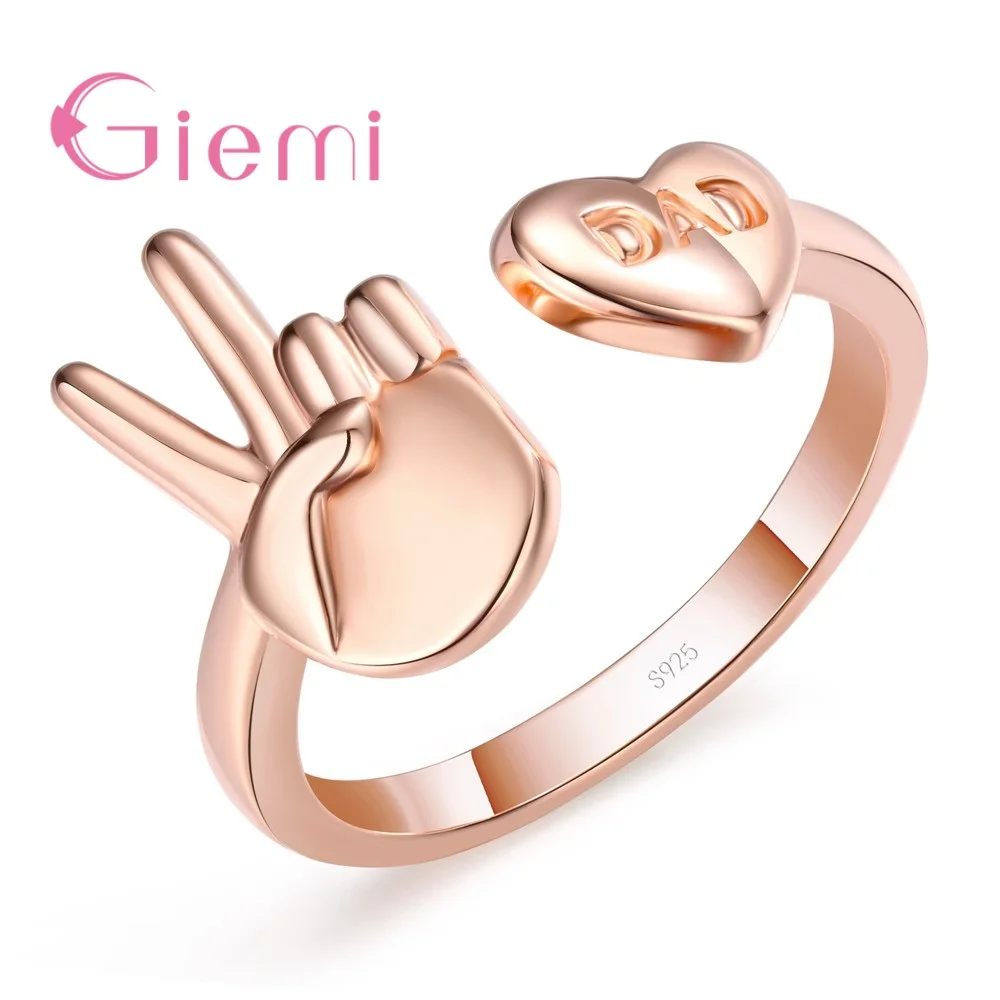 

Cheapest Price Good Quality Rose Gold Opening Finger Rings For Women Men Gesture+Heart Shape Different Design Jewelry