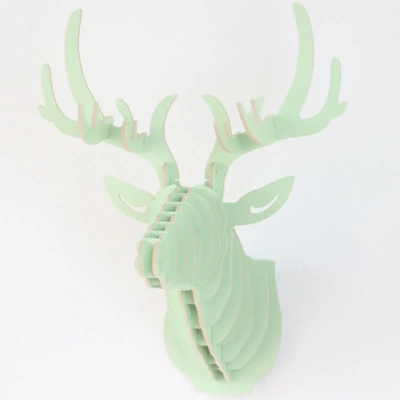 3D Puzzle Wooden DIY Creative Model Wall Hanging Deer Head Elk Wood Gift Craft Home Decoration Animal Wildlife | Дом и сад