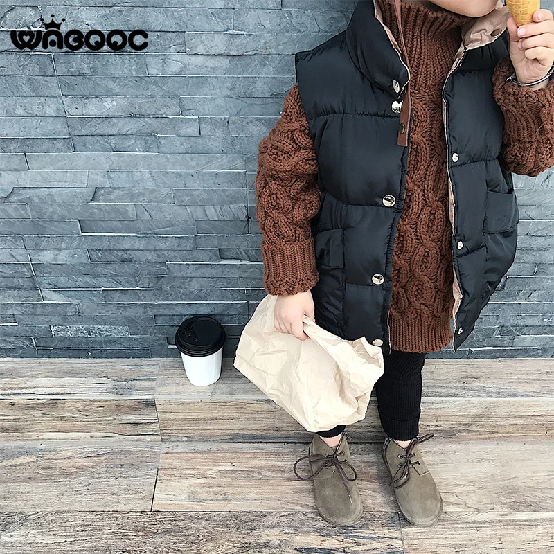 WABOOC/Коллекция 2018 года новый зимний детский хлопковый жилет с воротником-стойкой