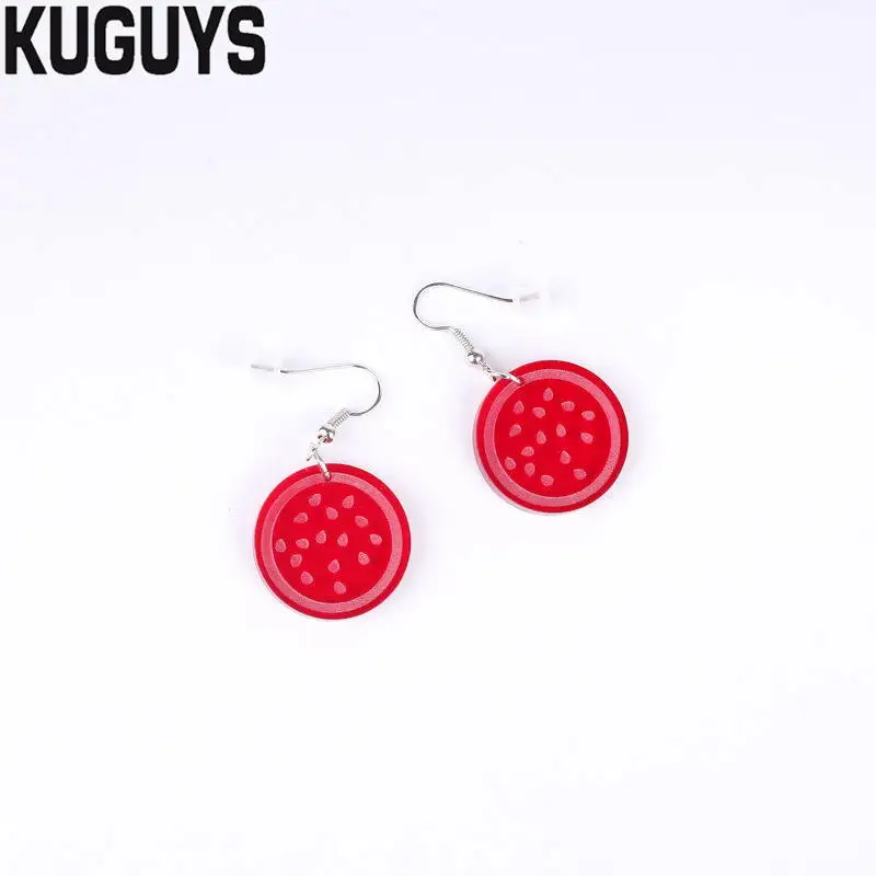 KUGUYS Trendy Jewelry Cute Lemon Earrings for Womens Pendientes Clear Acrylic Round Drop Oorbellen Brincos Accessories | Украшения и