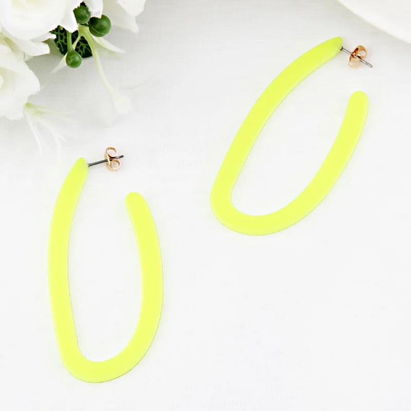 yellow Beadsland уксусная акриловая овальная формованная Гипербола серьги-кольца модный элегантный дизайн для женщин подарок для девочек 38763 - Окраска металла: yellow