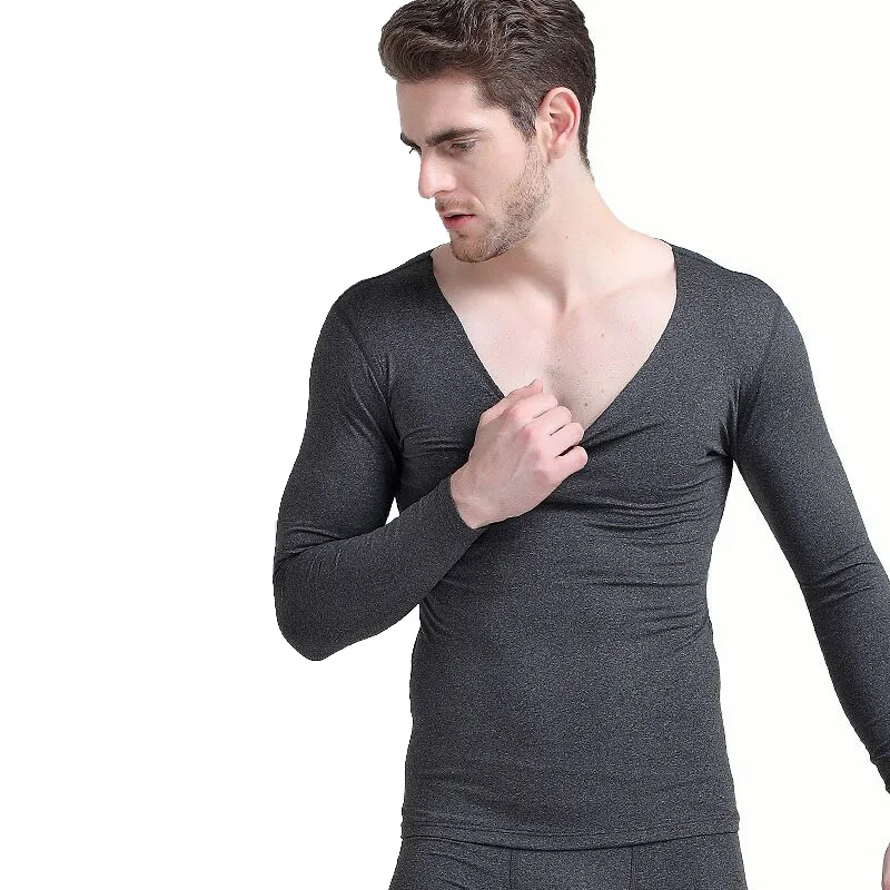 dark gray Thermal Underwear Set Men Long Johns Men Autumn Winter Tops+Pants 2 piece Set Keep Warm Thick Plus Size 4XL termica homem - Цвет: dark gray