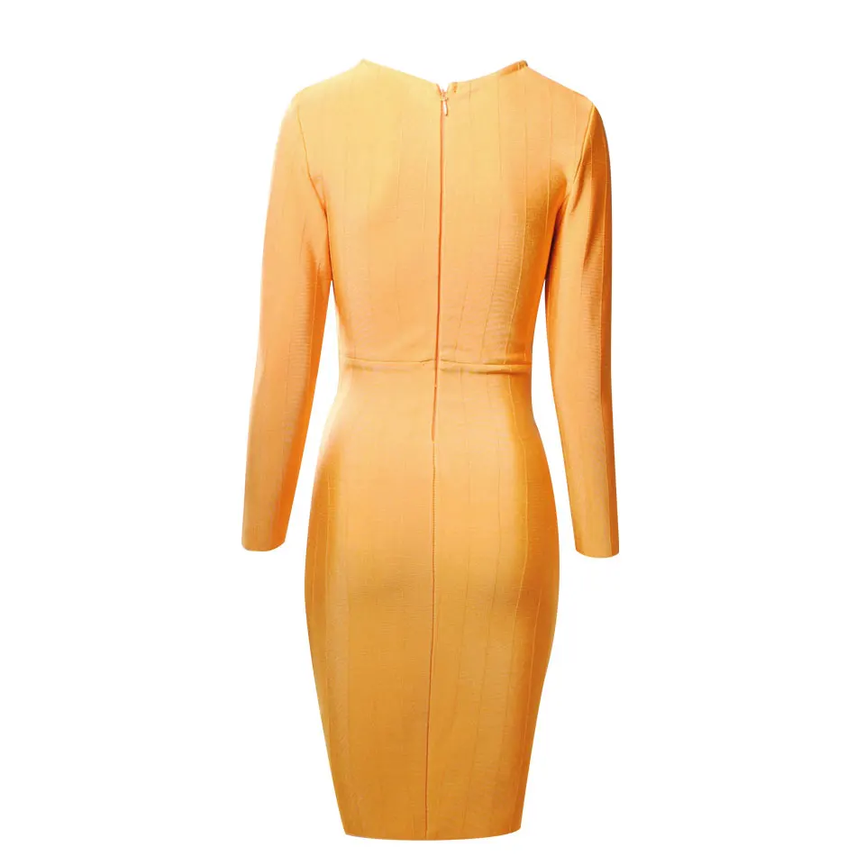 

DressBird 2019 Women Spring Dress Bandage Bodycon Vestidos Sexy Deep V Neck Orange Party Night Out Runway Dress Vestidos Verano
