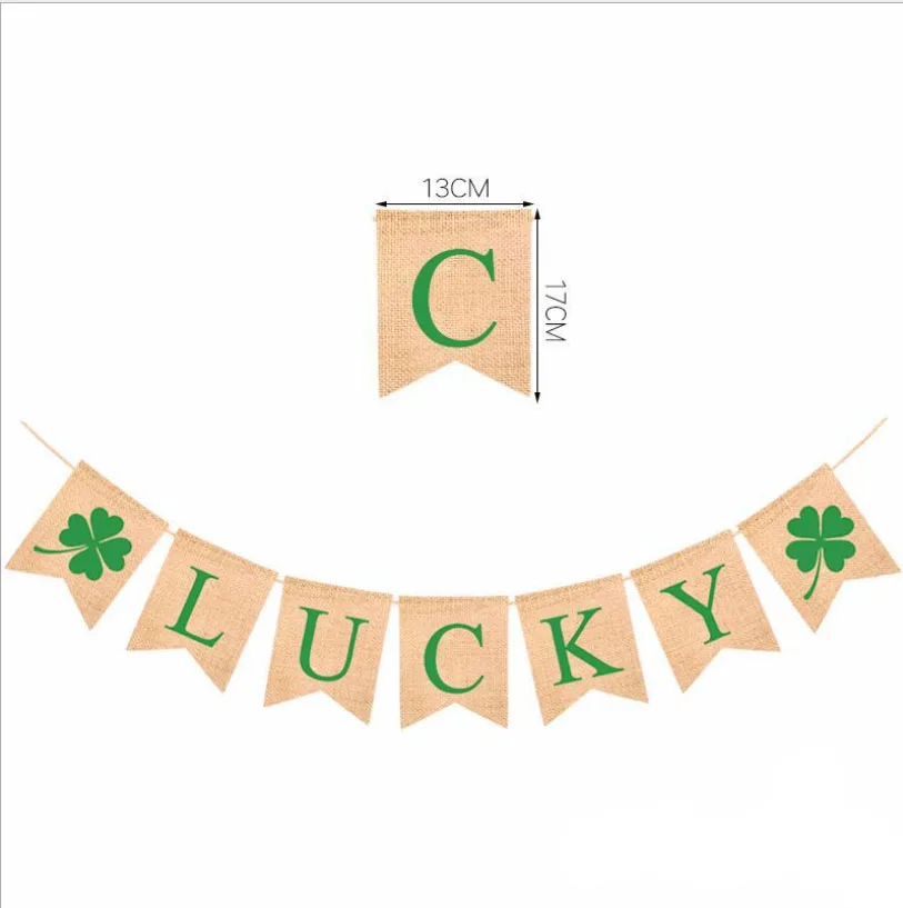 

Lucky Hessian Lace Flag pack of 6 Jute Pennant Birthday Wedding Party Bunting Banner