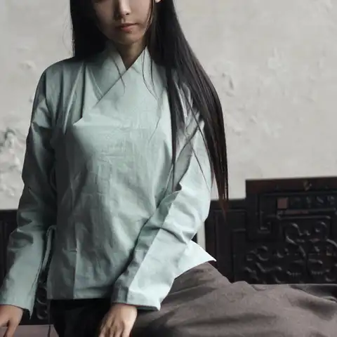Женская льняная блузка в китайском стиле, белая, зеленая, бежевая