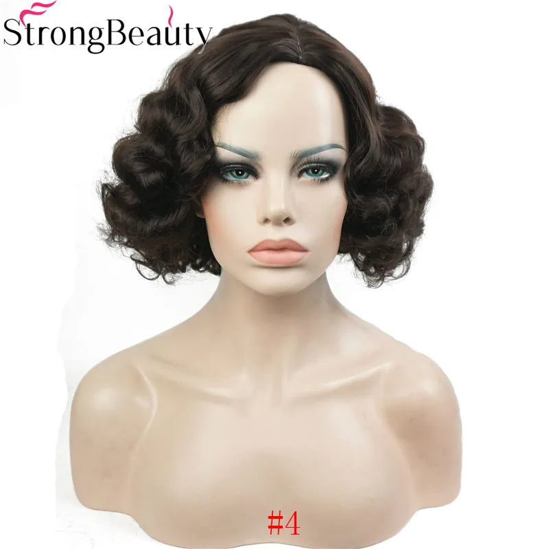 StrongBeauty короткий волнистый парик синтетические парики женские винтажные волнистые парики вечерние волосы для косплея
